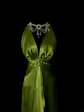 Retro Sheath Halter Green 20th Birthday Dress Long Prom Dress Birthday Outfits For Women HZ1121