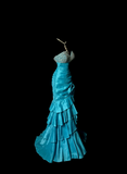 Retro Mermaid Strapless Blue Taffeta Beaded 20th Birthday Dress Long Prom Dress Birthday Outfits For Women HZ1121