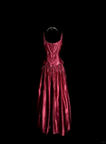 Vintage A line Straps Burgundy Satin Long Prom Dress Party Dress Graduation Dresses HZ1121