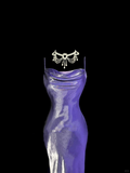 Vintage Mermaid Spaghetti Straps Grape Satin Long Prom Dress Party Dress Graduation Dresses HZ1121