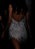 Sexy Sheath Halter White Sequin Short Homecoming Dress Summer Hoco Dresses Cocktail Dress 20th Birthday Outfits HZ1121