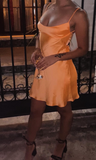 Simple Sheath Straps Orange Short Homecoming Dress Summer Hoco Dresses Cocktail Dress Birthday Outfits HZ1121