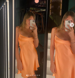 Simple Sheath Straps Orange Short Homecoming Dress Summer Hoco Dresses Cocktail Dress Birthday Outfits HZ1121