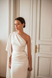 Pretty Mermaid One Shoulder White Party Dresses Formal Summer Wedding Guest Dresses Wedding Guest Outfits HZ1121
