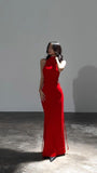 Pretty Sheath High Neck Red Party Dresses Formal Summer Wedding Guest Dresses Wedding Guest Outfits HZ1121