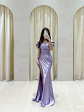 Gorgeous Mermaid Off The Shoulder Lilac Party Prom Dresses Formal Summer Wedding Guest Dresses Wedding Guest Outfits HZ1121