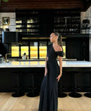 Gorgeous Mermaid Off The Shoulder Black Evening Dress Prom Dresses Formal Summer Wedding Guest Dresses Wedding Guest Outfits HZ1121