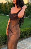 Gorgeous Mermaid One Shoulder Black Sequin Party Prom Dresses Formal Summer Wedding Guest Dresses Wedding Guest Outfits HZ1121