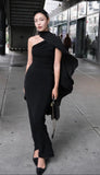 Simple Sheath One Shoulder Black Prom Dresses Formal Summer Wedding Guest Dresses Wedding Guest Outfits HZ1121