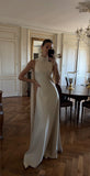Simple A Line Scoop Champagne Night Dinner Evening Dresses Formal Summer Wedding Guest Dresses With Scarf Wedding Guest Outfits HZ1121