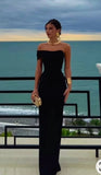 Sexy Sheath Off The Shoulder Navy Blue Satin Prom Dresses Formal Summer Wedding Guest Dresses Wedding Guest Outfit HZ1121