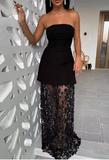Pretty A line Strapless Black Night Dinner Evening Dresses Formal Summer Wedding Guest Dresses Wedding Guest Outfits HZ1121