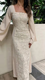 Classy Sheath Square Neck Long Prom Dresses Formal Summer Wedding Guest Dresses Wedding Guest Outfit HZ1121