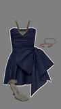 Sexy A line Strapless Navy Blue Satin Short Homecoming Dress Summer Hoco Dresses Cocktail Dress Birthday Outfits HZ1121