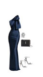 Elegant Mermaid Navy Blue Satin One Shoulder Prom Dresses Formal Summer Wedding Guest Dress Wedding Guest Outfits HZ1121