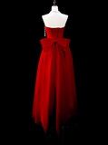 Gorgeous Ball Gown Strapless Red Prom Dresses Formal Summer Wedding Guest Dresses Wedding Guest Outfits With Scarf HZ1121