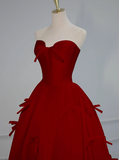 Gorgeous Ball Gown Strapless Red Prom Dresses Formal Summer Wedding Guest Dresses Wedding Guest Outfits HZ1121