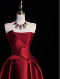 Gorgeous Ball Gown Strapless Burgundy Prom Dresses Formal Summer Wedding Guest Dresses Wedding Guest Outfits HZ1121