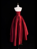 Gorgeous Ball Gown Strapless Burgundy Prom Dresses Formal Summer Wedding Guest Dresses Wedding Guest Outfits HZ1121