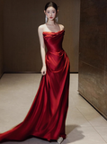 Gorgeous Mermaid Strapless Burgundy Prom Dresses Formal Summer Wedding Guest Dresses Wedding Guest Outfits HZ1121