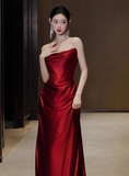 Gorgeous Mermaid Strapless Burgundy Prom Dresses Formal Summer Wedding Guest Dresses Wedding Guest Outfits HZ1121