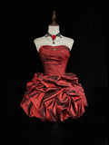 Classy A Line Strapless Taffeta Short Homecoming Dress Cocktail Dress Hoco Dresses HZ1121