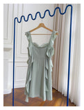 Sexy A line Square Mint Green Satin Short Homecoming Dress Summer Hoco Dresses Cocktail Dress Birthday Outfits HZ1121