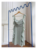 Sexy A line Square Mint Green Satin Short Homecoming Dress Summer Hoco Dresses Cocktail Dress Birthday Outfits HZ1121