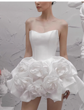 Sexy A line Sweetheart White Satin Short Homecoming Dress Summer Hoco Dresses Cocktail Dress Birthday Outfits HZ1121