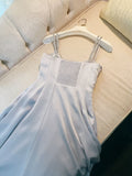 Classy A line Straps Dusty Blue Satin Prom Dresses Formal Summer Wedding Guest Dresses Wedding Guest Outfit HZ1121