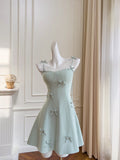 Sexy A line Spaghetti Straps Sage Green Satin Short Homecoming Dress Summer Hoco Dresses Cocktail Dress Birthday Outfits HZ1121