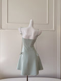 Sexy A line Spaghetti Straps Sage Green Satin Short Homecoming Dress Summer Hoco Dresses Cocktail Dress Birthday Outfits HZ1121