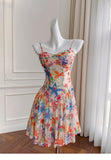 Sexy A line Spaghetti Straps Floral Chiffon Short Homecoming Dress Summer Hoco Dresses Cocktail Dress Birthday Outfits HZ1121
