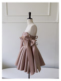 Sexy A line Spaghetti Straps Satin Corset Back Short Homecoming Dress Summer Hoco Dresses Cocktail Dress Birthday Outfits HZ1121