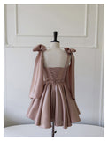 Sexy A line Spaghetti Straps Satin Corset Back Short Homecoming Dress Summer Hoco Dresses Cocktail Dress Birthday Outfits HZ1121