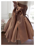 Sexy A line Spaghetti Straps Satin Corset Back Short Homecoming Dress Summer Hoco Dresses Cocktail Dress Birthday Outfits HZ1121