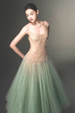 Elegant A line Spaghetti Straps Mint Green Prom Dresses Formal Summer Wedding Guest Dresses Wedding Guest Outfit HZ1121