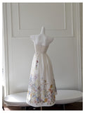 Elegant A line Spaghetti Straps Floral White Prom Dresses Formal Summer Wedding Guest Dresses Wedding Guest Outfit HZ1121