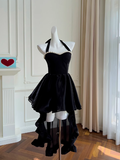 Sexy A line Halter Black Velvet Short Homecoming Dresses Summer Hoco Dresses Cocktail Dress Birthday Outfits HZ1121