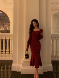 Sexy Sheath Burgundy Long Sleeves 21st Birthday Dress Party Gown Birthday Outfits Birthday Dress Ideas For Women HZ1121