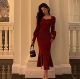 Sexy Sheath Burgundy Long Sleeves 21st Birthday Dress Party Gown Birthday Outfits Birthday Dress Ideas For Women HZ1121