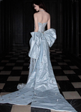 Modest Sheath Sweetheart Neck Evening Gown Tulle Sequins Formal Dress Stunning Long Prom Dresses HZ1121