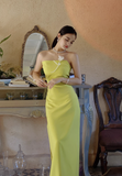 Stunning Sheath Strapless Evening Gown Satin Green Modest Formal Dress Party Dress HZ1121