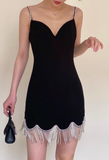 Fashion Sheath Spaghetti Strap Homecoming Dress Tassel Beaded Short Birthday Dress Elegant Party Dress HZ1121