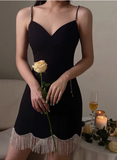 Fashion Sheath Spaghetti Strap Homecoming Dress Tassel Beaded Short Birthday Dress Elegant Party Dress HZ1121
