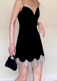 Fashion Sheath Spaghetti Strap Homecoming Dress Tassel Beaded Short Birthday Dress Elegant Party Dress HZ1121