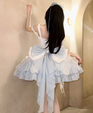 Vintage White Ball Gown Spaghetti Strap Chiffon Applique 22nd Birthday Dress Lolita Dress Cute Lolita Outfits HZ1121