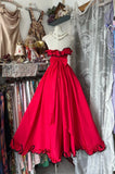 Vintage Red Strapless A-line Formal Dress Cute Birthday Dress HZ1121
