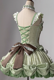 Princess Green Ball Gown Square Neck Satin Lace 22nd Birthday Dresses Lolita Dress Cute Lolita Outfits HZ1121