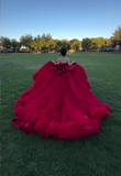 Elegant Ball Gown Sweetheart Neck Burgundy Tulle Beaded Applique Long Quinceanera Dress Formal Gowns Vestido De 15 Anos Sweet 16 Dress HZ1121